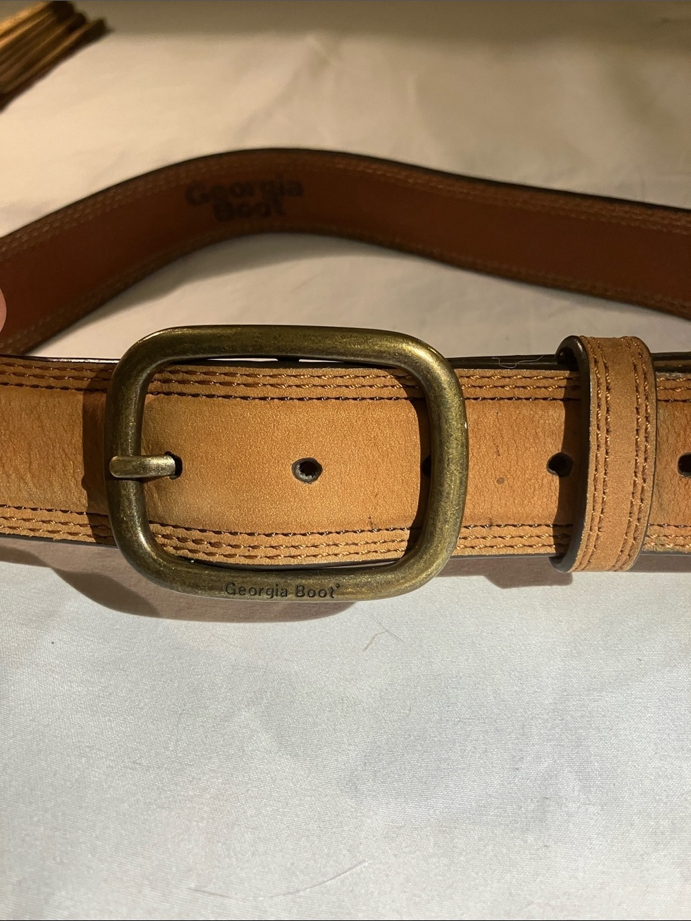 Georgia Belt size 34 men’s leather belt with brass buckle unworn